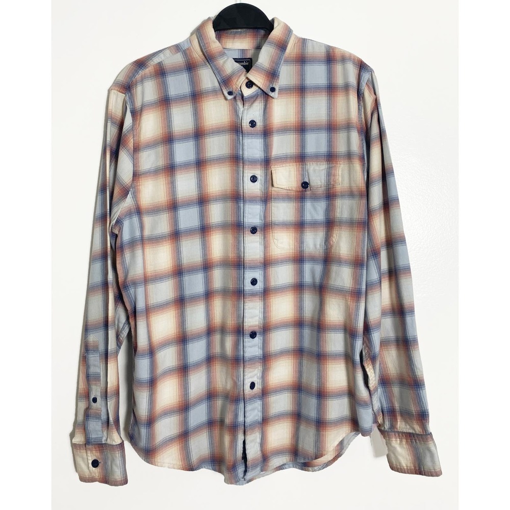 Abercrombie & Fitch Women's Plaid Flannel Long Sleeve Button Up Blue Pink Beige